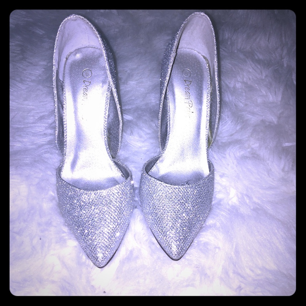 Sparkly silver heels